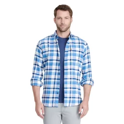 Men's IZOD Flannel Button-Down Shirt -Clearance Sales Store 5528844 Nautical Blue Heather