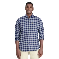 Men's IZOD Flannel Button-Down Shirt -Clearance Sales Store 5528844 Navy Buffalo Check