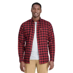 Men's IZOD Flannel Button-Down Shirt -Clearance Sales Store 5528844 Red Buffalo Check