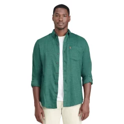 Men's IZOD Flannel Button-Down Shirt -Clearance Sales Store 5528844 Solid Green
