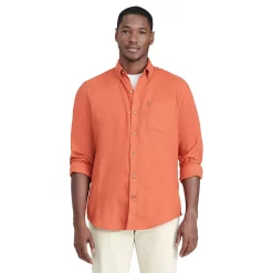 Men's IZOD Flannel Button-Down Shirt -Clearance Sales Store 5528844 Solid Orange
