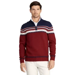 Men's IZOD Fairisle Quarter-Zip Sweater -Clearance Sales Store 5532725 Biking Red