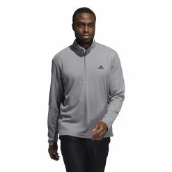 Men's adidas 3-Stripes Quarter-Zip Pullover Top -Clearance Sales Store 5535416 Gray Three