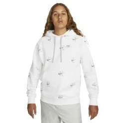 Big & Tall Nike Printed Club Fleece Hoodie -Clearance Sales Store 5550882 White