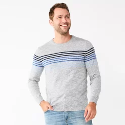 Men's Sonoma Goods For Life® Supersoft Crewneck Sweater -Clearance Sales Store 5585770 Gray Chest Stripe