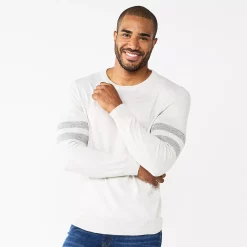 Men's Sonoma Goods For Life® Supersoft Crewneck Sweater -Clearance Sales Store 5585770 Gray Sleeve Stripe