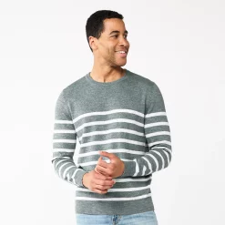 Men's Sonoma Goods For Life® Supersoft Crewneck Sweater -Clearance Sales Store 5585770 Gray Stripe