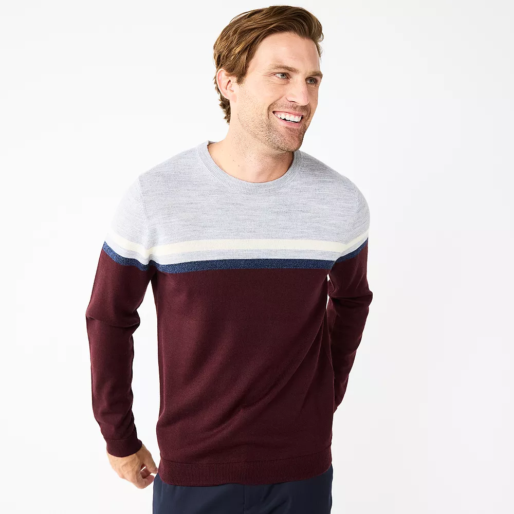 Men's Apt. 9® Colorblock Merino Blend 4-Tone Sweater 7 Men's Apt. 9® Colorblock Merino Blend 4-Tone Sweater - Image 5