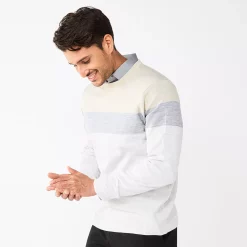 Men's Apt. 9® Colorblock Merino Blend 4-Tone Sweater 18 Men's Apt. 9® Colorblock Merino Blend 4-Tone Sweater -Clearance Sales Store 5586573 Cream Grey White