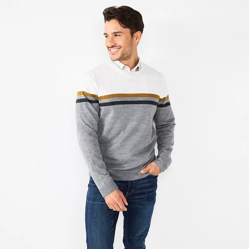 Men's Apt. 9® Colorblock Merino Blend 4-Tone Sweater 6 Men's Apt. 9® Colorblock Merino Blend 4-Tone Sweater - Image 4