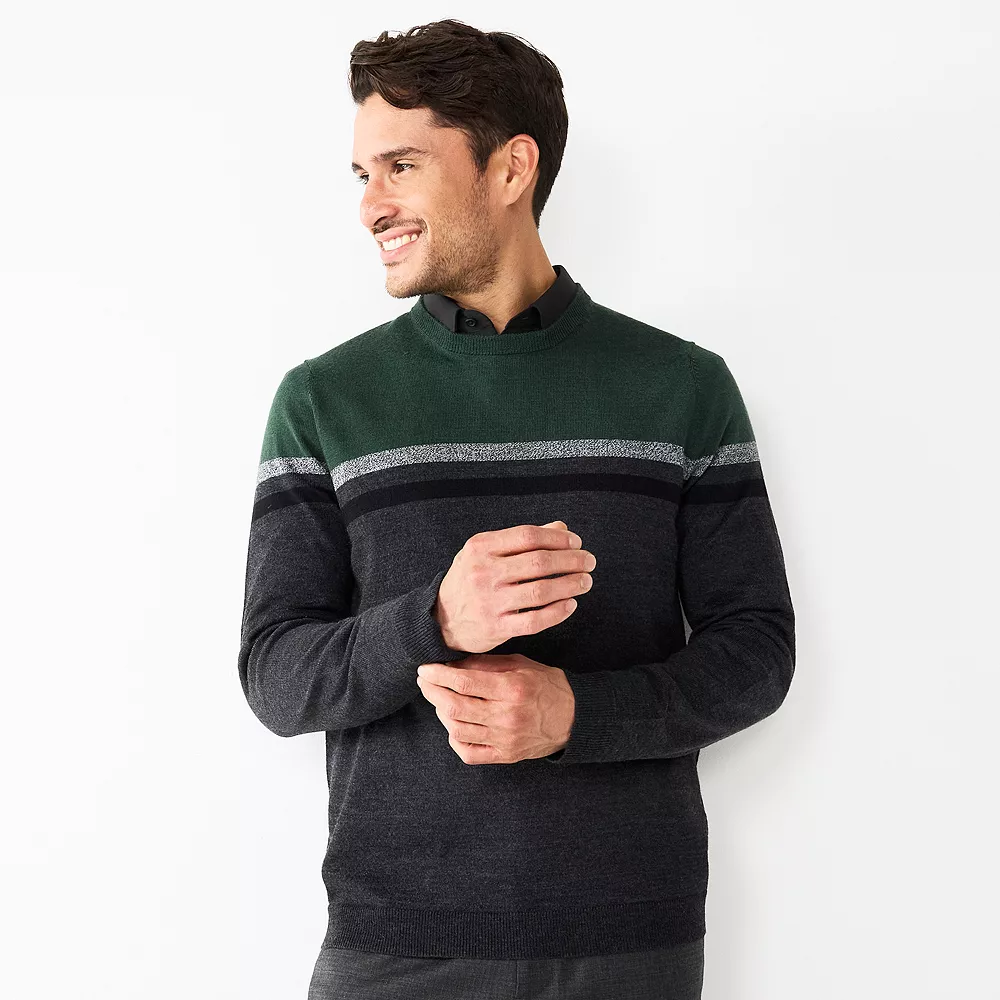 Men's Apt. 9® Colorblock Merino Blend 4-Tone Sweater 5 Men's Apt. 9® Colorblock Merino Blend 4-Tone Sweater - Image 3