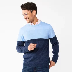 Men's Apt. 9® Colorblock Merino Blend 4-Tone Sweater 19 Men's Apt. 9® Colorblock Merino Blend 4-Tone Sweater -Clearance Sales Store 5586573 Lt Blue H Nvy Prl