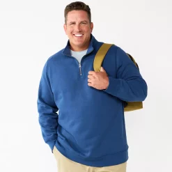 Big & Tall Sonoma Goods For Life® Quarter-Zip Fleece -Clearance Sales Store 5591255 Blue Solid