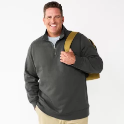 Big & Tall Sonoma Goods For Life® Quarter-Zip Fleece -Clearance Sales Store 5591255 Gray Solid