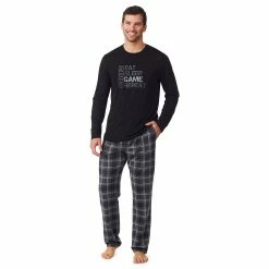 Mens Cuddl Duds Men's Cuddl Duds® Graphic Tee Classic Pajama Set -Clearance Sales Store 5608709 Eat Sleep Game
