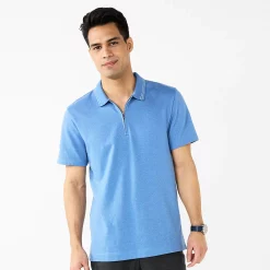 Men's Apt. 9® Tipped Zipper Polo -Clearance Sales Store 5617034 Blue