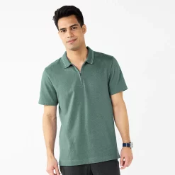 Men's Apt. 9® Tipped Zipper Polo -Clearance Sales Store 5617034 Green