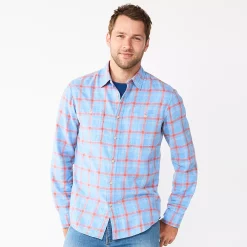 Men's Sonoma Goods For Life® Flannel Button-Down Shirt -Clearance Sales Store 5624605 Blue Heather Plaid
