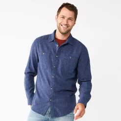 Men's Sonoma Goods For Life® Flannel Button-Down Shirt -Clearance Sales Store 5624605 Navy Heather