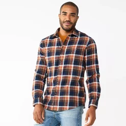Men's Sonoma Goods For Life® Flannel Button-Down Shirt -Clearance Sales Store 5624605 Navy Multi Plaid