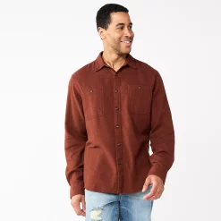 Men's Sonoma Goods For Life® Flannel Button-Down Shirt -Clearance Sales Store 5624605 Rust Solid