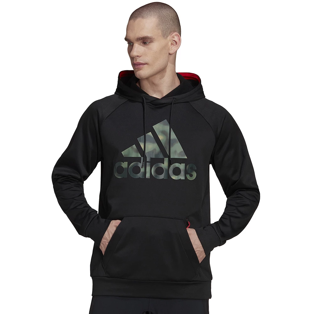 Men's adidas AEROREADY Game and Go Camo Logo Fleece Hoodie 3 Men's adidas AEROREADY Game and Go Camo Logo Fleece Hoodie