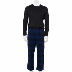 Men's Sonoma Goods For Life® Top & Flannel Pants Pajama Set -Clearance Sales Store 5639994 Blue Black Plaid