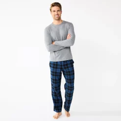 Men's Sonoma Goods For Life® Top & Flannel Pants Pajama Set -Clearance Sales Store 5639994 Blue Denim Black
