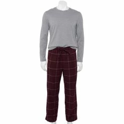 Men's Sonoma Goods For Life® Top & Flannel Pants Pajama Set -Clearance Sales Store 5639994 Burgundy Plaid