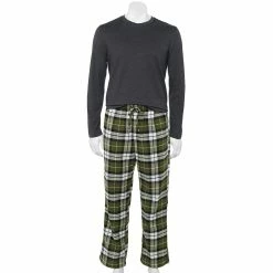Men's Sonoma Goods For Life® Top & Flannel Pants Pajama Set -Clearance Sales Store 5639994 Olive Cream