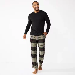 Men's Sonoma Goods For Life® Top & Flannel Pants Pajama Set -Clearance Sales Store 5639994 Olive Windowpane