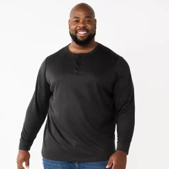 Big & Tall Apt. 9® Core Henley Top -Clearance Sales Store 5644149 Black