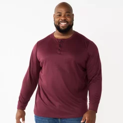 Big & Tall Apt. 9® Core Henley Top -Clearance Sales Store 5644149 Maroon