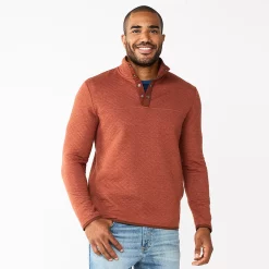 Men's Sonoma Goods For Life® Quilted Quarter-Snap Fleece -Clearance Sales Store 5644428 Chili