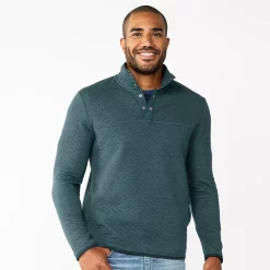 Men's Sonoma Goods For Life® Quilted Quarter-Snap Fleece -Clearance Sales Store 5644428 Turquoise