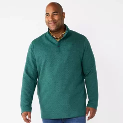 Big & Tall Sonoma Goods For Life® Quilted Quarter-Snap Top -Clearance Sales Store 5646708 Green