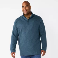 Big & Tall Sonoma Goods For Life® Quilted Quarter-Snap Top -Clearance Sales Store 5646708 Navy