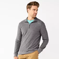 Men's Sonoma Goods For Life® Double-Knit Quarter-Zip Top -Clearance Sales Store 5659169 Charcoal