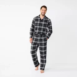 Men's Sonoma Goods For Life® 2-Piece Flannel Pajama Set -Clearance Sales Store 5675447 Black Windowpane