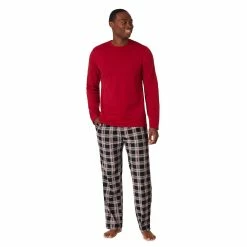 Men's Cuddl Duds® Cozy Lodge Pajama Set -Clearance Sales Store 5690312 Black Grid