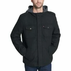 Men's Levi's Wool-Blend Hooded Military Jacket -Clearance Sales Store 5697516 ALT2