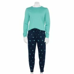 Men's Sonoma Goods For Life® 2-Piece Top & Bottoms Pajama Set -Clearance Sales Store 5718940 Blue Mushrooms