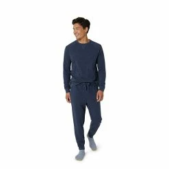 Men’s Eddie Bauer 2-Piece Lounge Top & Jogger Pants Set -Clearance Sales Store 5719687 Navy Heather