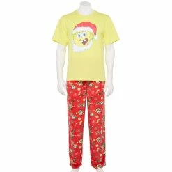 Men's SpongeBob in Santa Hat Pajamas