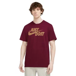 Men's Nike "Just Do It" Logo Tee -Clearance Sales Store 5721511 Dark Beetroot