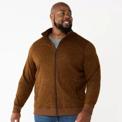 Big & Tall Sonoma Goods For Life® Full-Zip Fleece Sweater -Clearance Sales Store 5830782 Brown