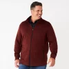 Big & Tall Sonoma Goods For Life® Full-Zip Fleece Sweater -Clearance Sales Store 5830782 Burgundy