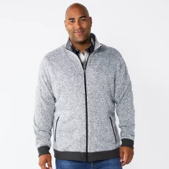 Big & Tall Sonoma Goods For Life® Full-Zip Fleece Sweater -Clearance Sales Store 5830782 Light Gray