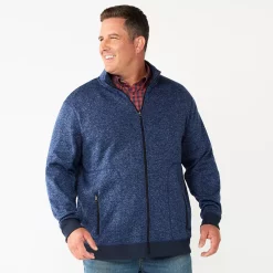 Big & Tall Sonoma Goods For Life® Full-Zip Fleece Sweater -Clearance Sales Store 5830782 Navy