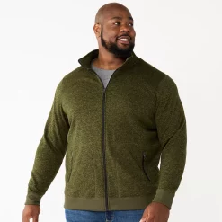 Big & Tall Sonoma Goods For Life® Full-Zip Fleece Sweater -Clearance Sales Store 5830782 Olive